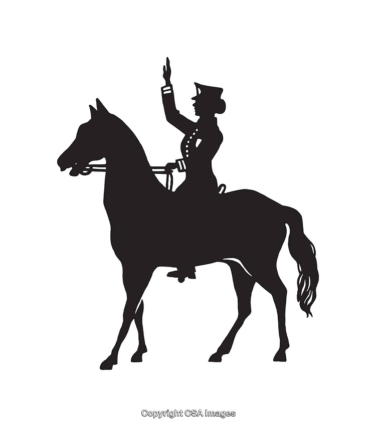 Silhouette of an Officer on Horseback in Commanding Pose