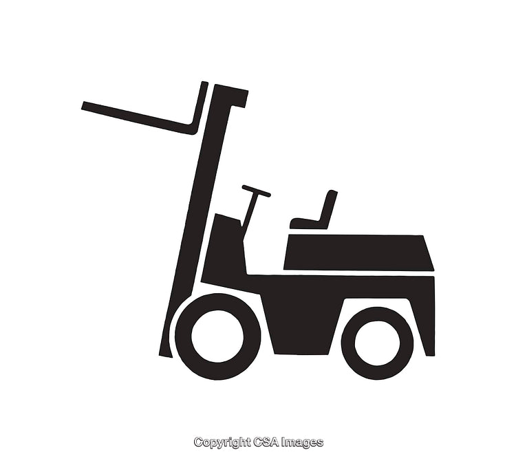 Black and White Forklift Icon Depicting Industrial Machinery