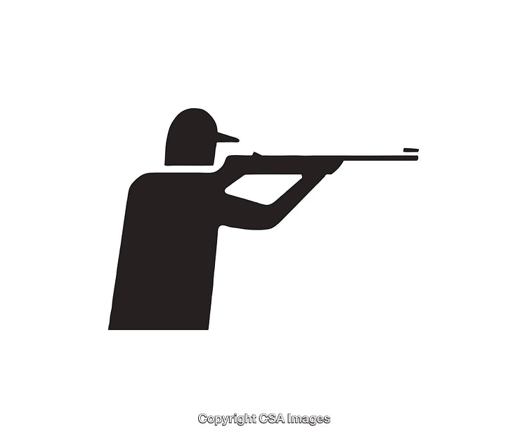 Silhouette Icon of a Person Aiming a Rifle in Shooting Pose