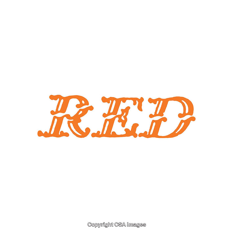 Red Text in Orange Vintage Font Style on White Background