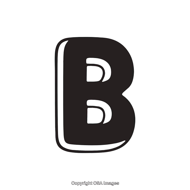 Bold Cartoon Style Black Letter B Illustration on White Background