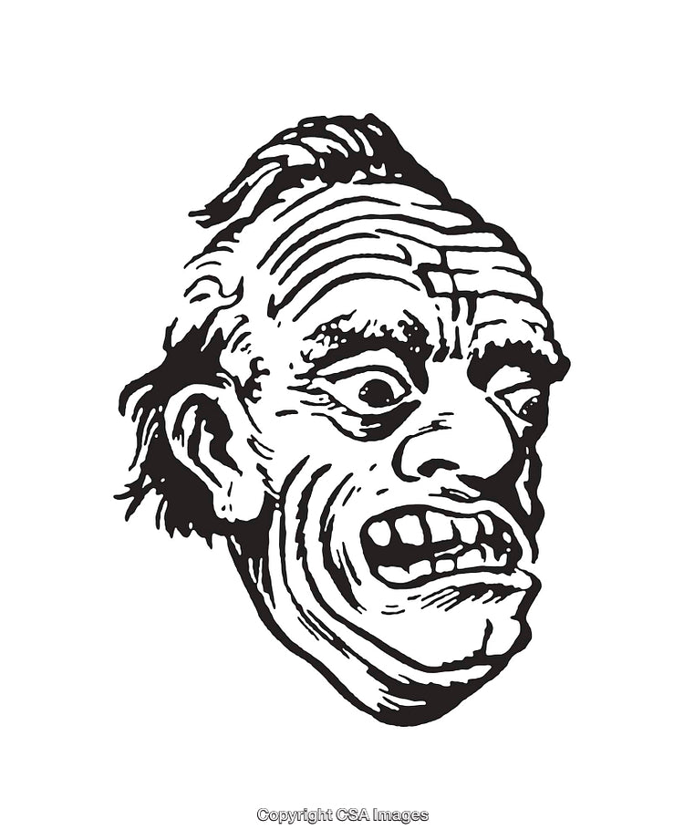 Black and White Line Art Illustration of a Unique Facial Expression