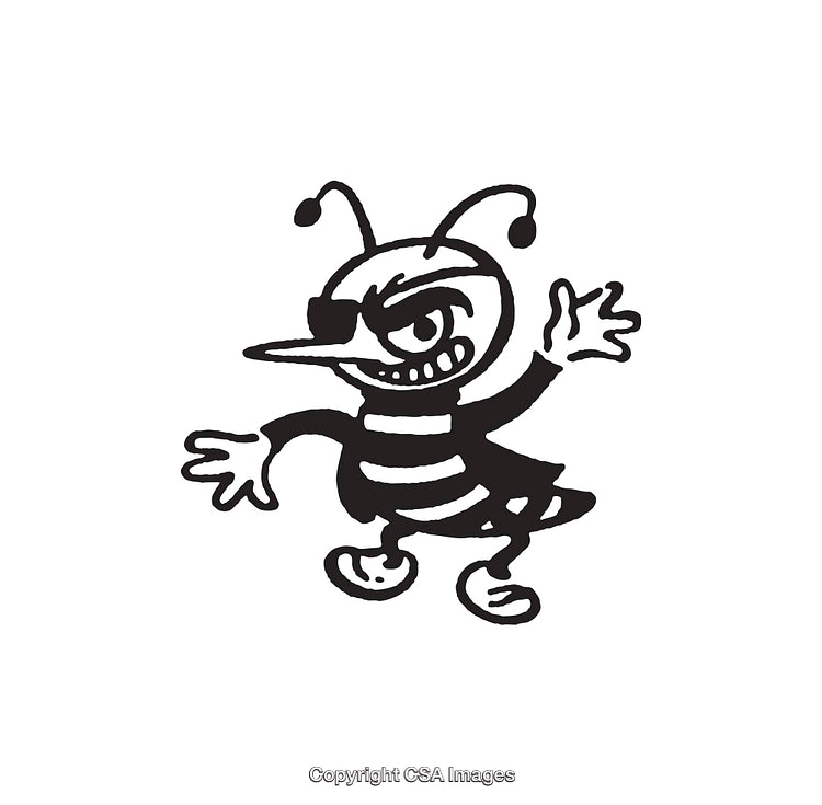 Illustration of Amusing Cartoon Character in Playful Black and White Art Style