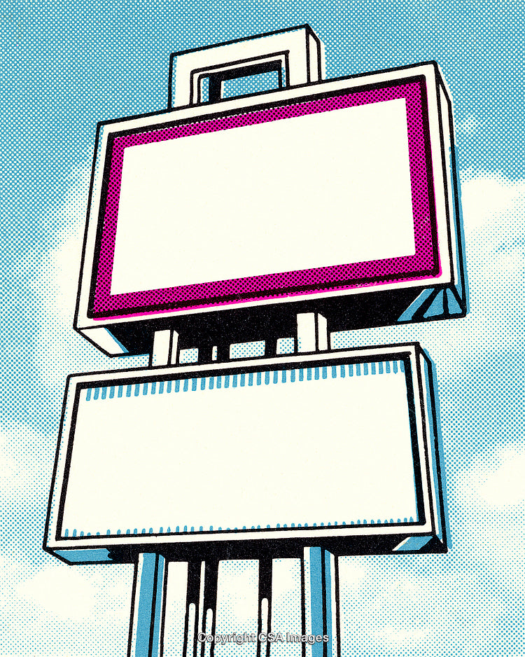 Retro-Style Blank Billboard Sign Against a Cloudy Sky