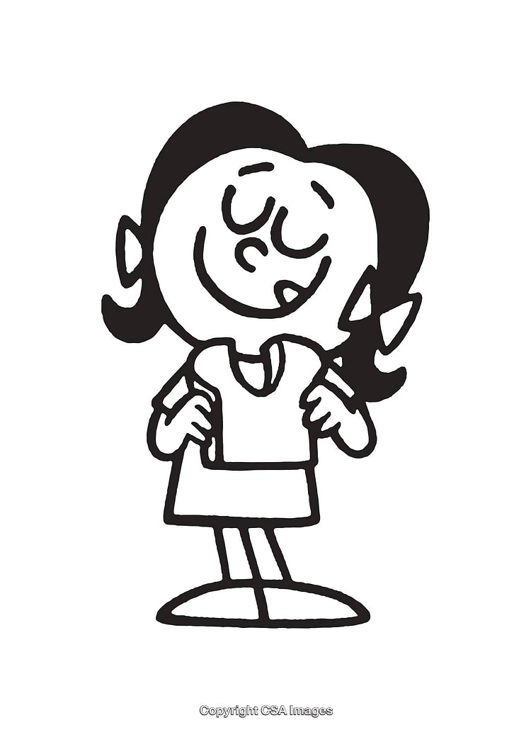 Playful Cartoon Character Black and White Line Drawing Illustration