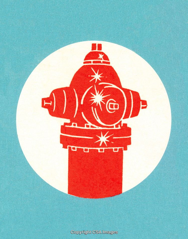 Illustration of a Red Fire Hydrant with Retro Design Elements