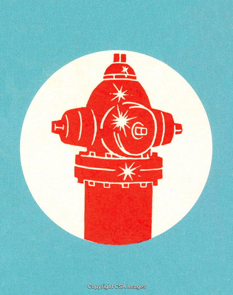 Illustration of a Red Fire Hydrant with Retro Design Elements