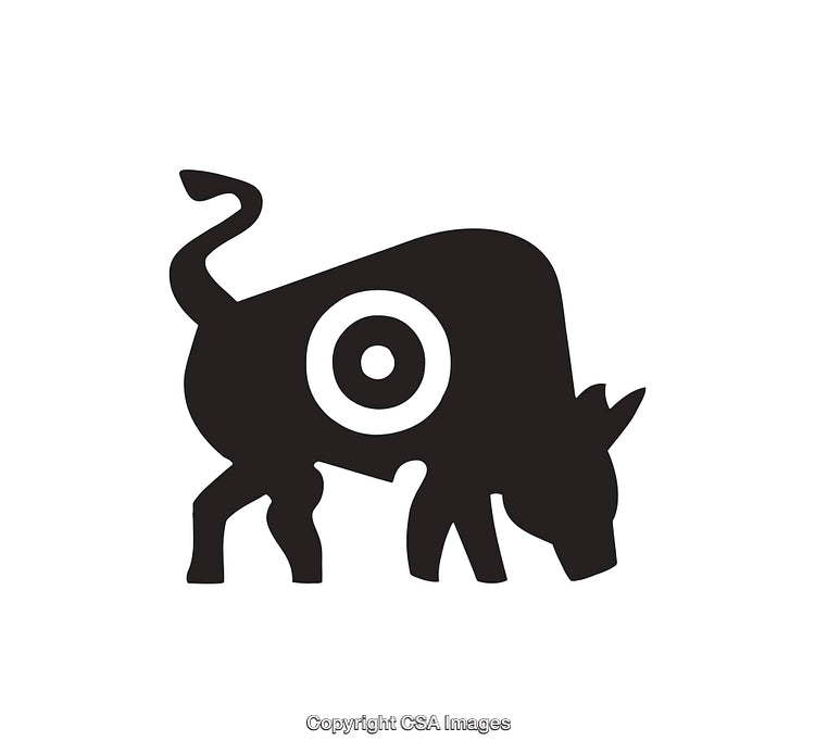 Minimalistic Silhouette of a Cow with a Target Design Element