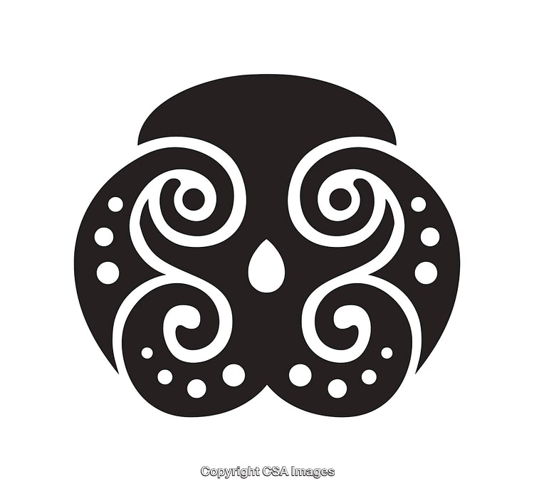 Ornamental Black and White Swirl Design Icon Illustration