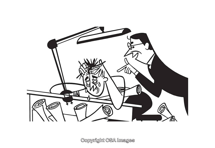 Black And White Illustration of a Stressful Workplace Conversation