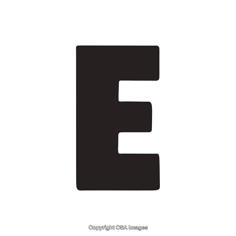 Bold Black Letter E on White Background for Typography Projects