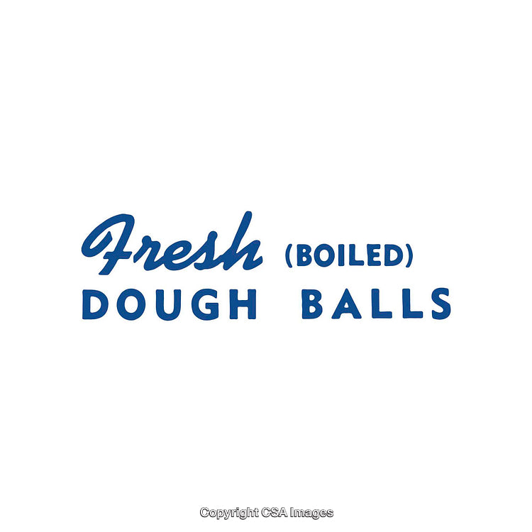 Simple Blue Text Design Advertising Fresh Dough Balls on White Background