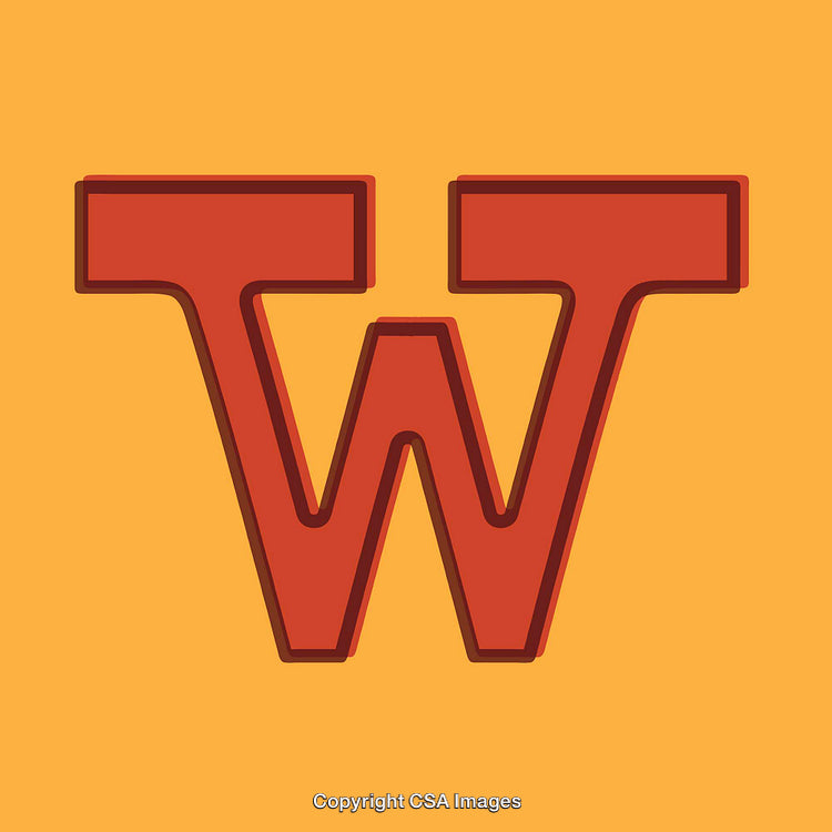 Bold Red Letter W on Vibrant Yellow Background Illustration
