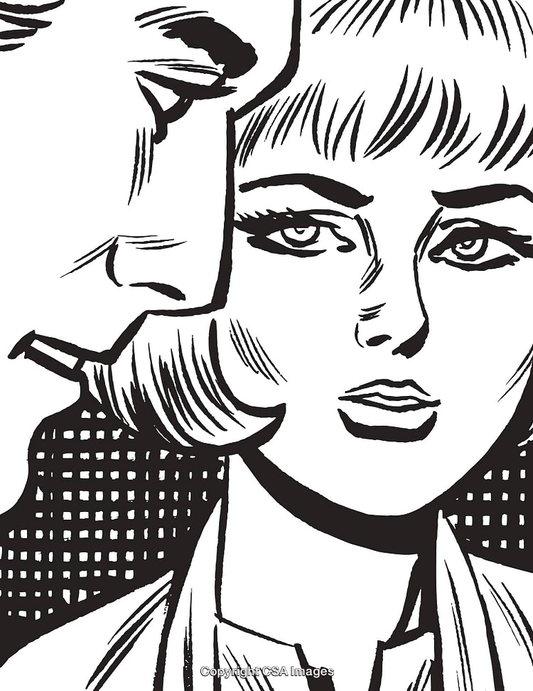 Close-Up Artwork of a Thoughtful Conversation in Vintage Comic Style
