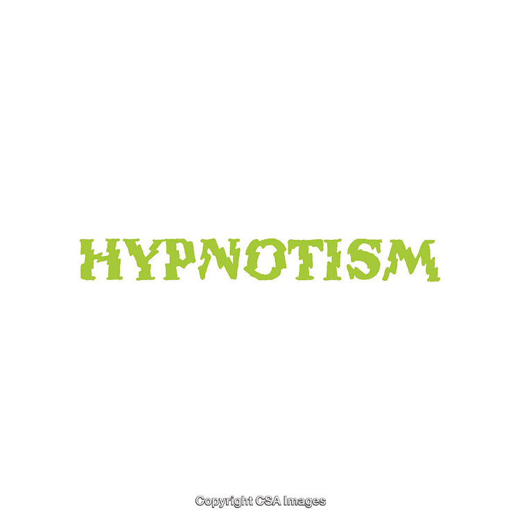 Creative Typography Display Featuring the Word Hypnotism in Green on White Background