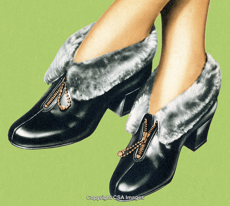 Elegant Black Winter Boots with Faux Fur Trim and Stylish Zipper Details