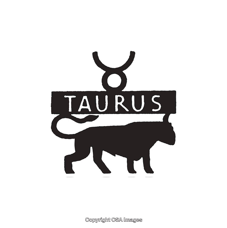 Minimalist Taurus Zodiac Symbol with Bull in Black and White Line Art
