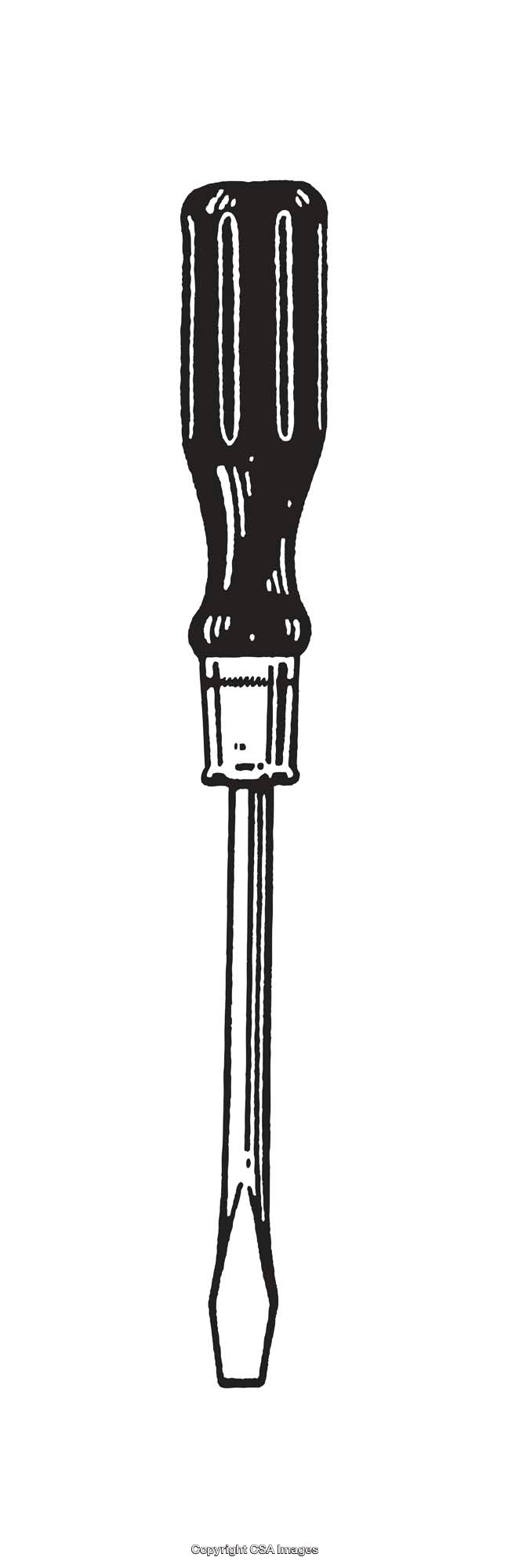 Illustration of a Classic Screwdriver in Distinct Black and White Line Art