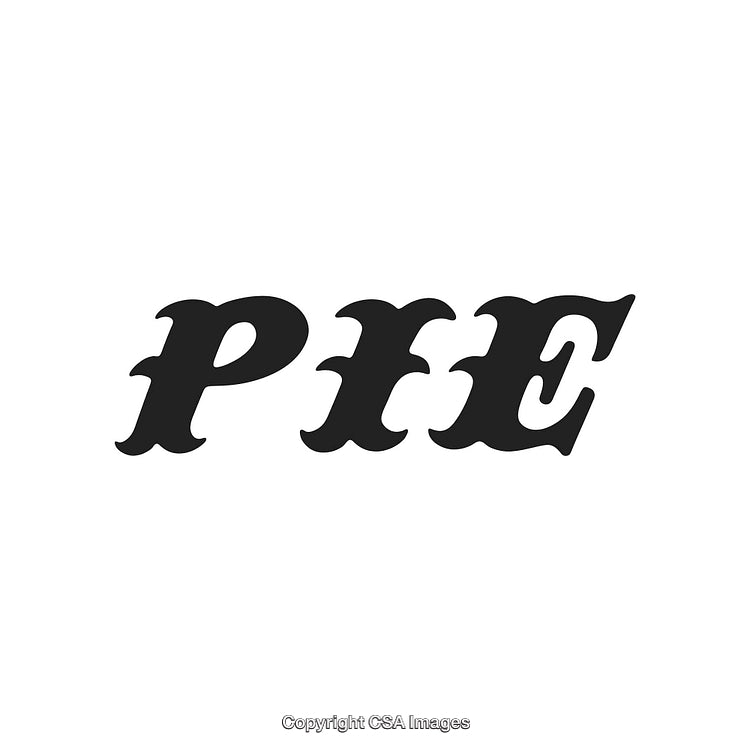 Retro-Styled Graphical Text Depicting the Word Pie in Black and White