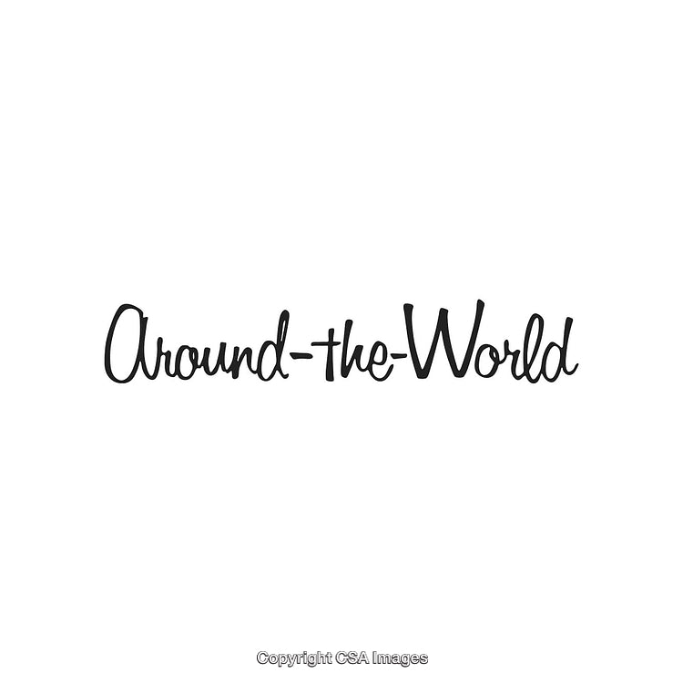 Handwritten Calligraphy Text 'Around the World' in Black Ink