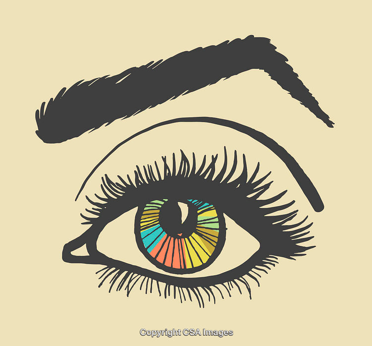Colorful Line Art Illustration of a Detailed Human Eye Drawing