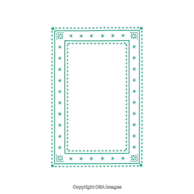Decorative Frame with Green Pattern and White Background