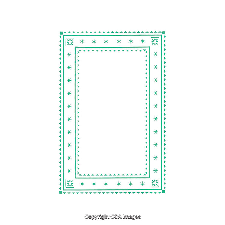 Decorative Frame with Green Pattern and White Background