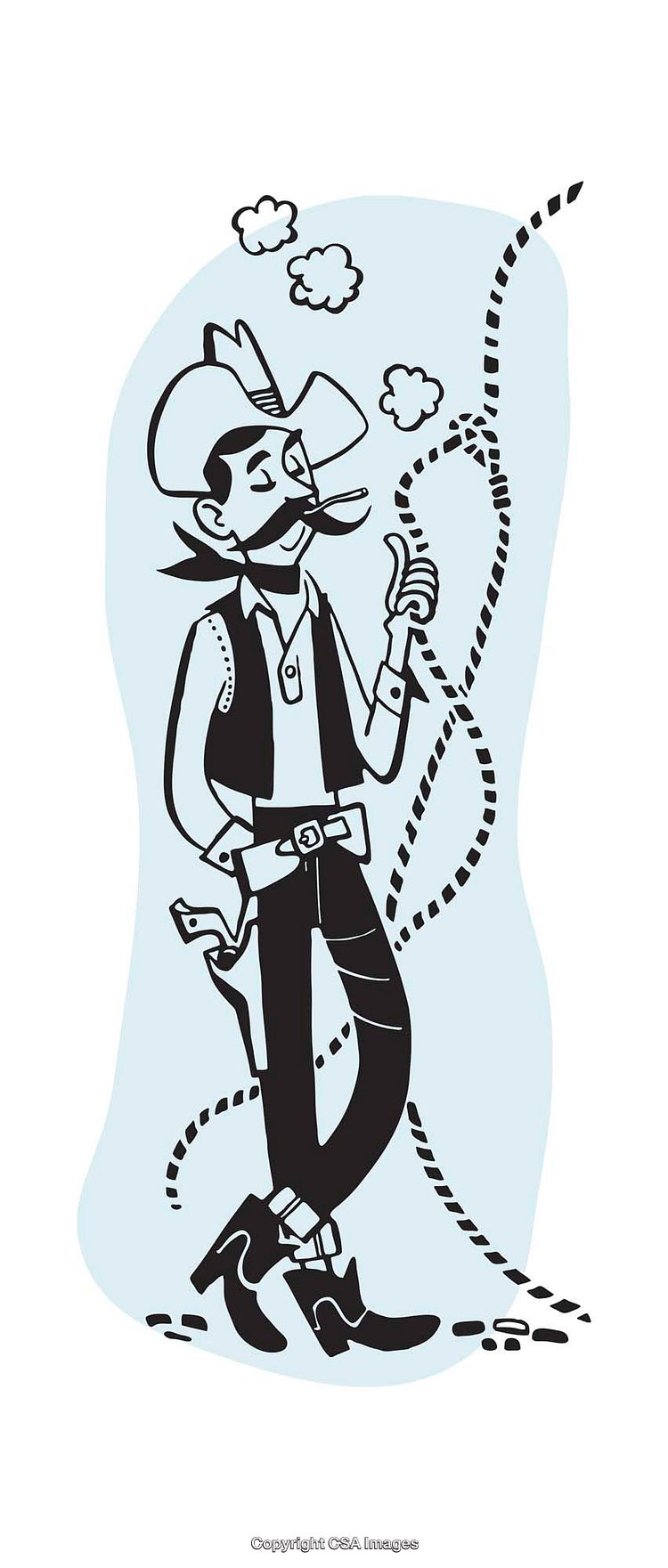 Whimsical Cartoon Cowboy Smoking Pipe with Vibrant Illustration Style