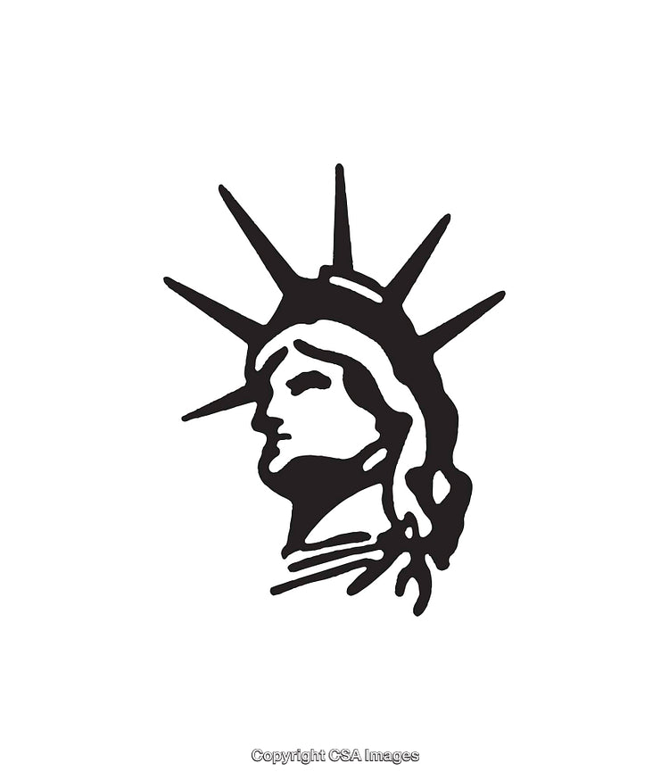 Stylized Black and White Artwork of the Statue of Liberty