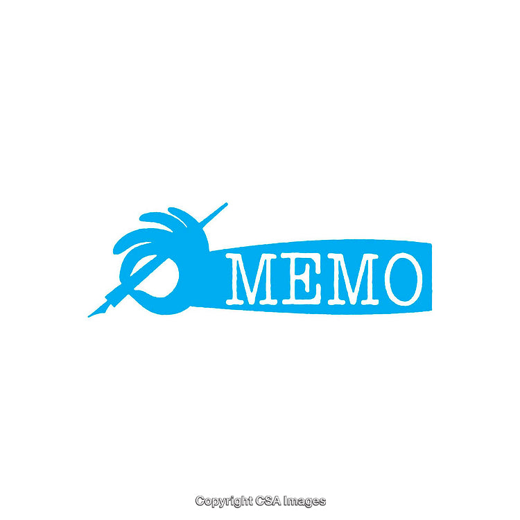 Blue Icon Featuring Hand with Pen and Memo Text