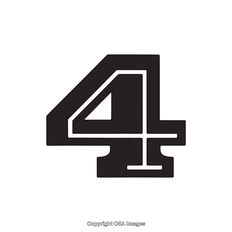 Bold Black Number Four on a White Background Design