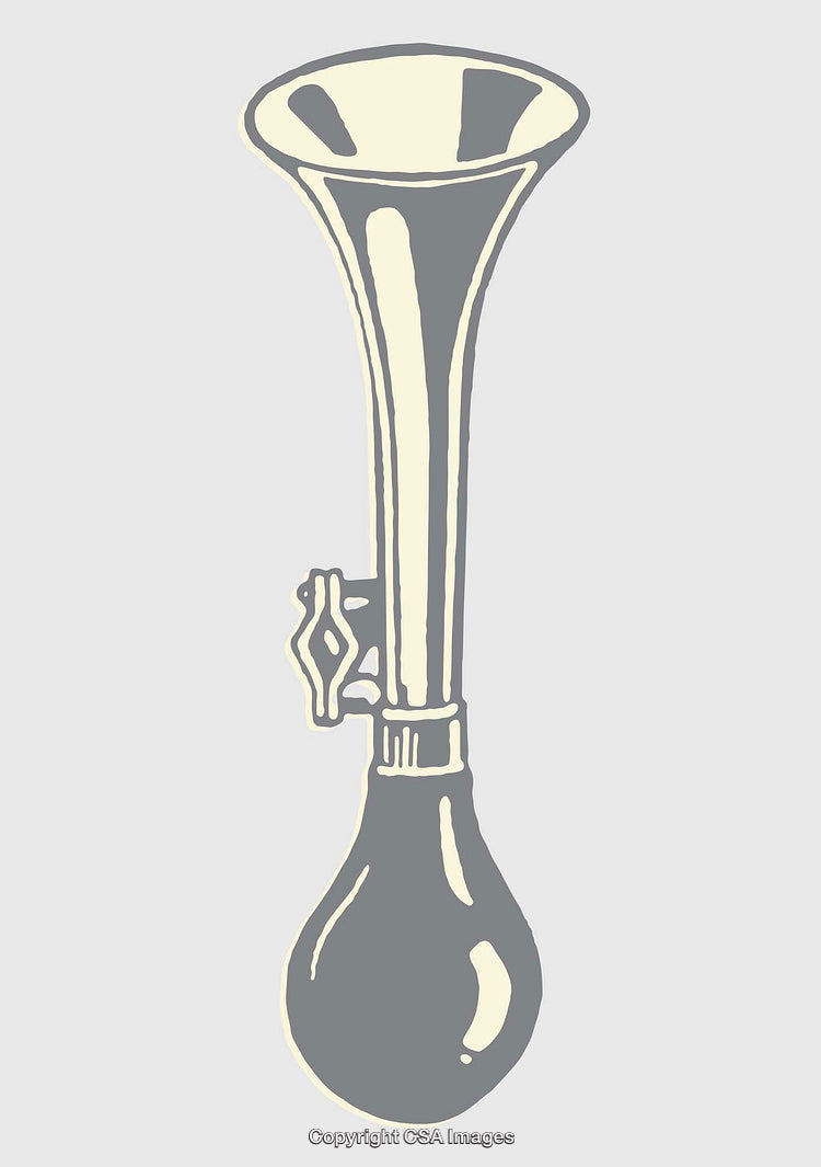 Vintage Styled Line Art Illustration of a Bicycle Horn