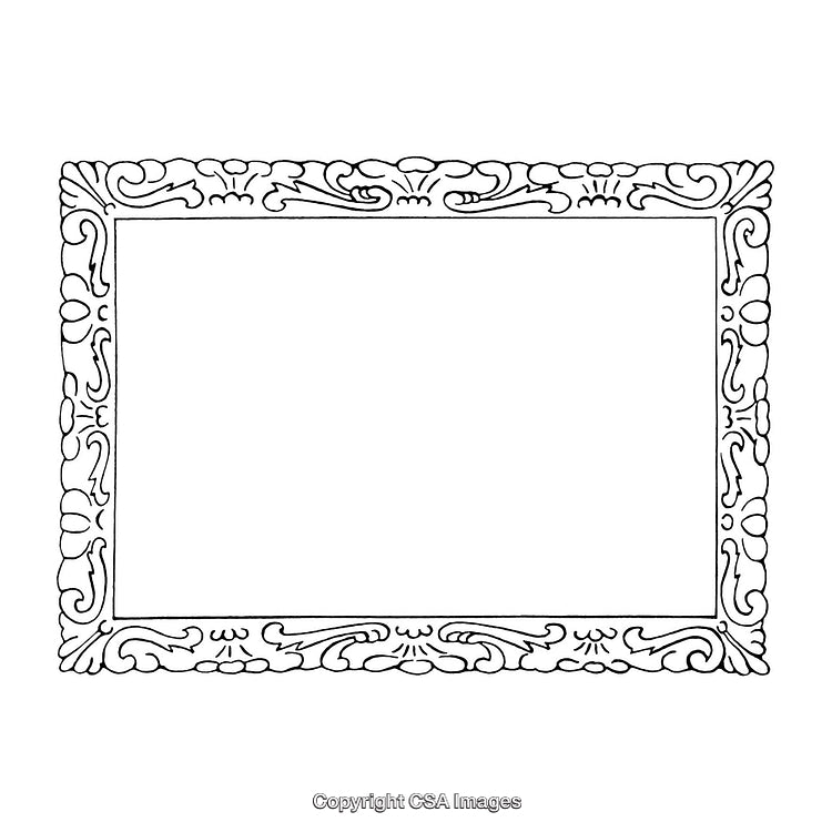 Intricate Decorative Border Design in Black and White Sketch Style