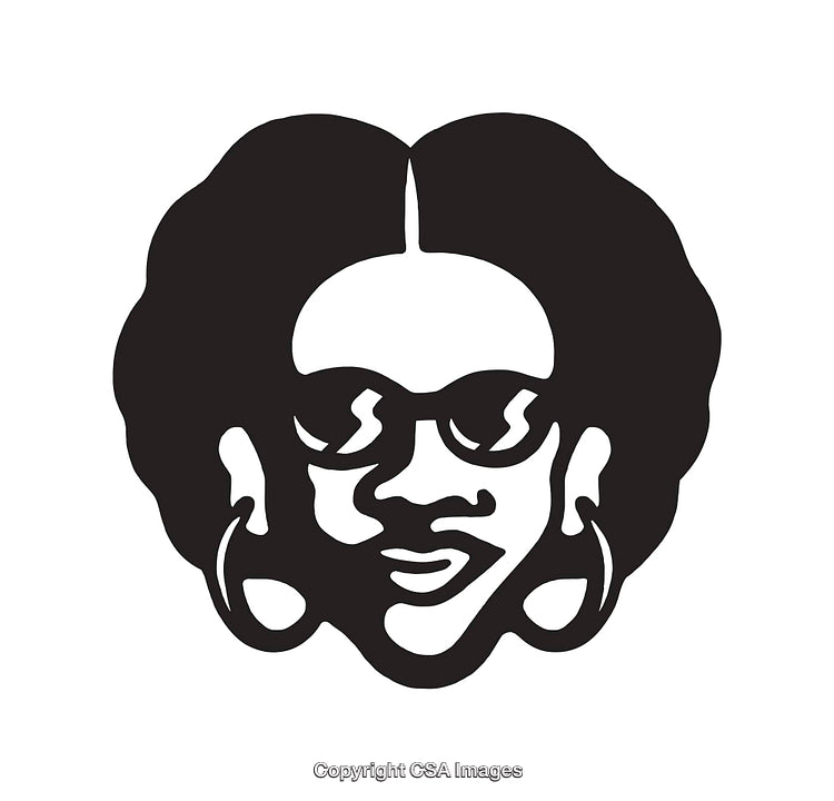 Black and White Line Art Illustration of a Stylish Woman's Portrait