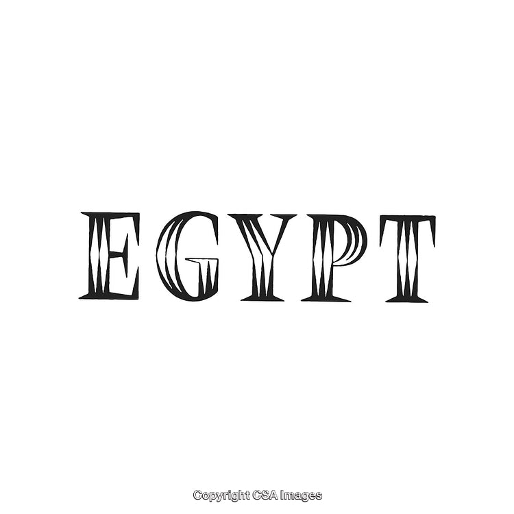 Stylized Black And White Egypt Text Design on Minimal Background