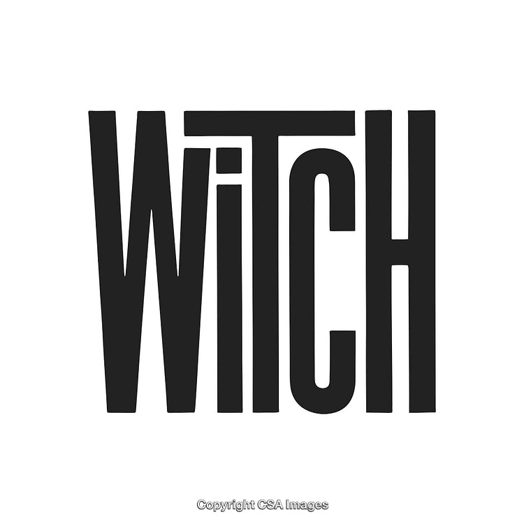Bold Minimalist Typography Featuring the Word Witch in Black and White Design
