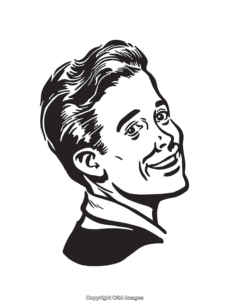 Black and White Retro Man Portrait with Smile and Confident Expression