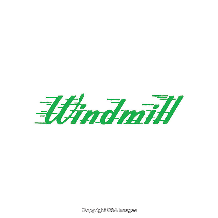 Dynamic Green Windmill Text With Motion Formatting on White Background