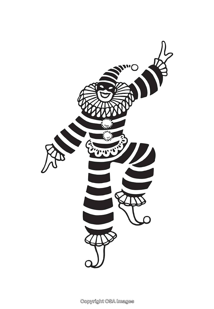 Black And White Line Art Drawing Of A Circus Clown