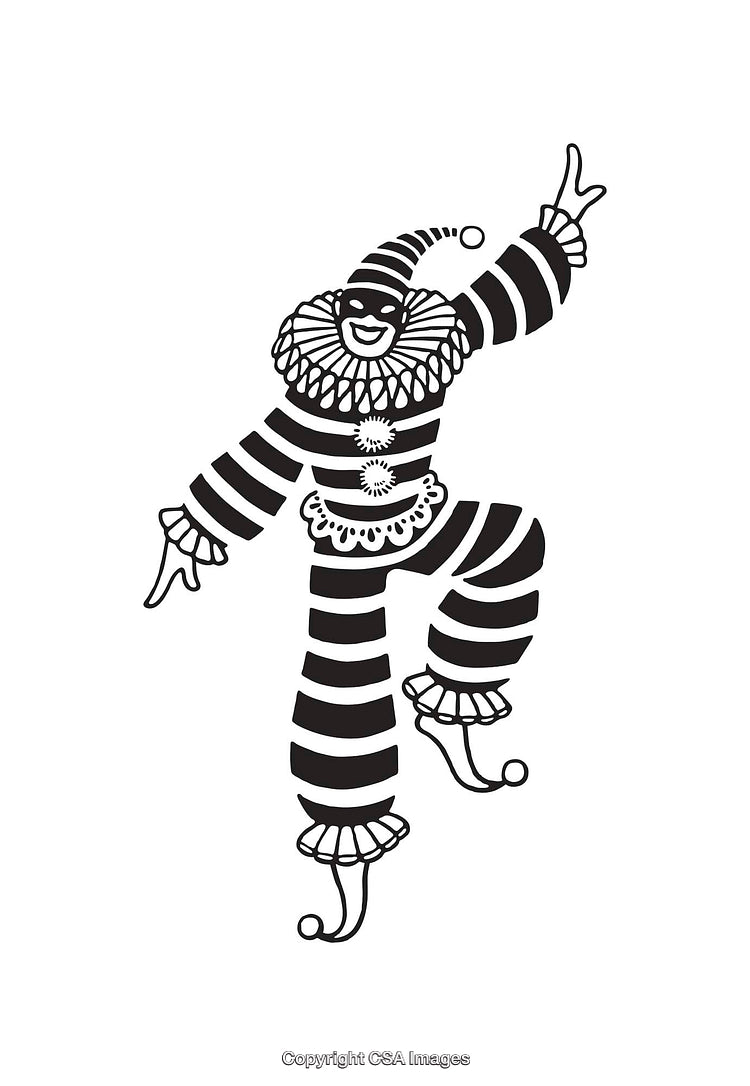 Black And White Line Art Drawing Of A Circus Clown