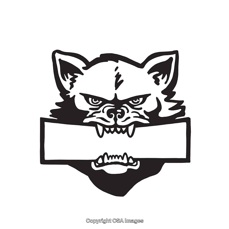 Fierce Wolf Head in Black and White Line Art Style Emblem