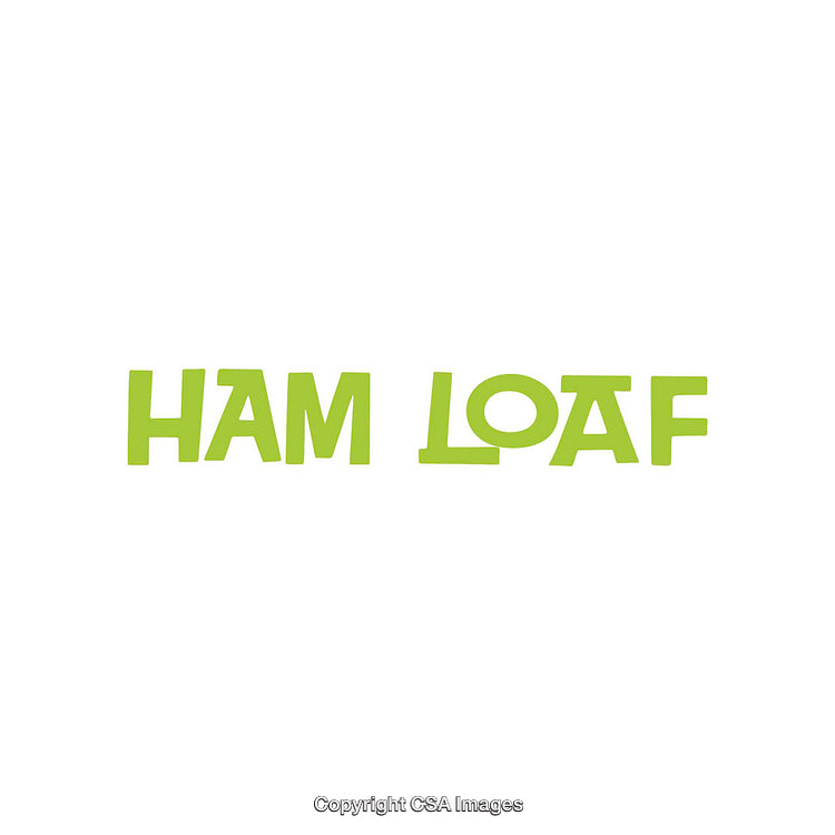 Vibrant Green Ham Loaf Typography on White Background
