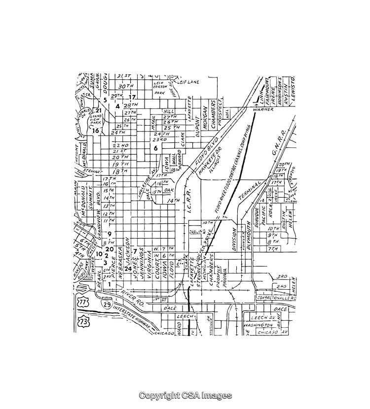 Detailed Black and White Hand-Drawn Urban Map Illustration