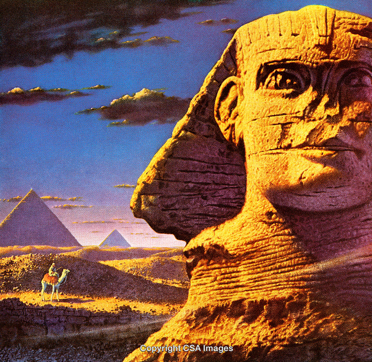 Captivating View of the Egyptian Sphinx and Pyramids at Sunset