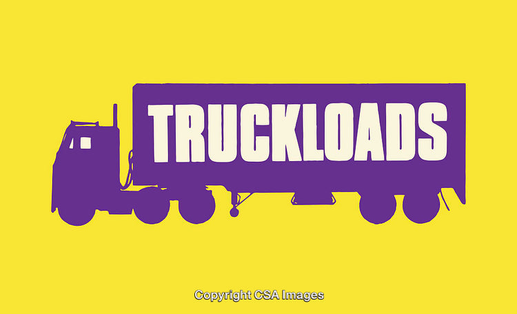 Purple Truck Illustration with Bold Typography on Yellow Background