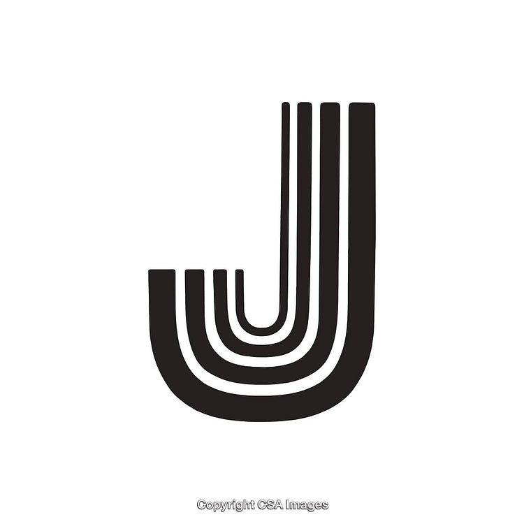 Stylized Black Letter J With Minimalist Design on White Background