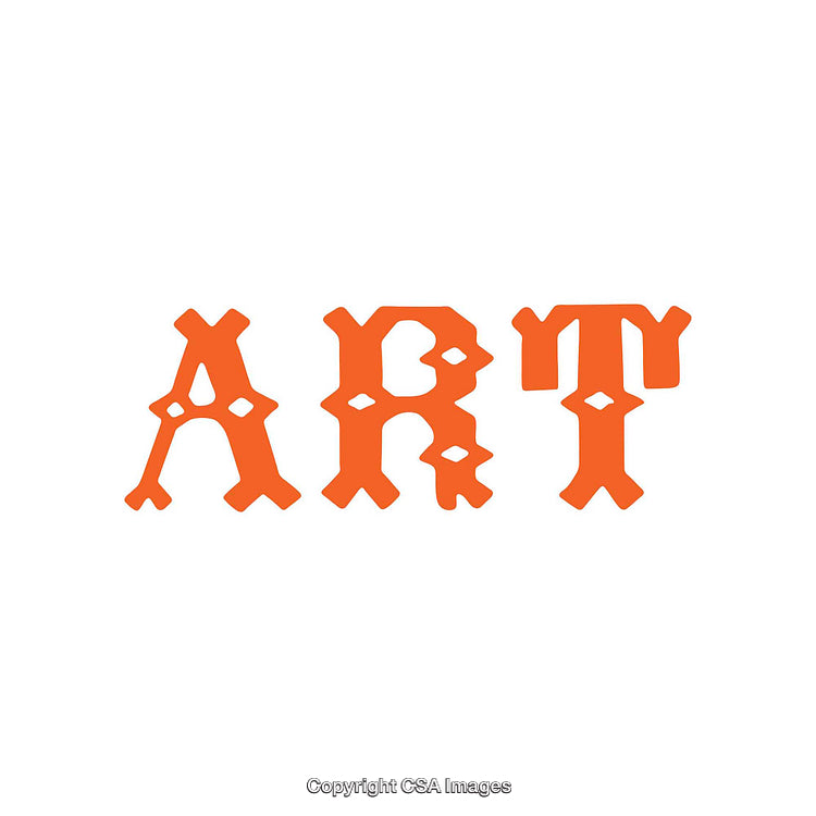 Bold Orange Decorative Typography Featuring the Word ART on White Background