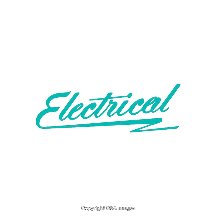 Turquoise Calligraphic Design With 'Electrical' Text on White Background
