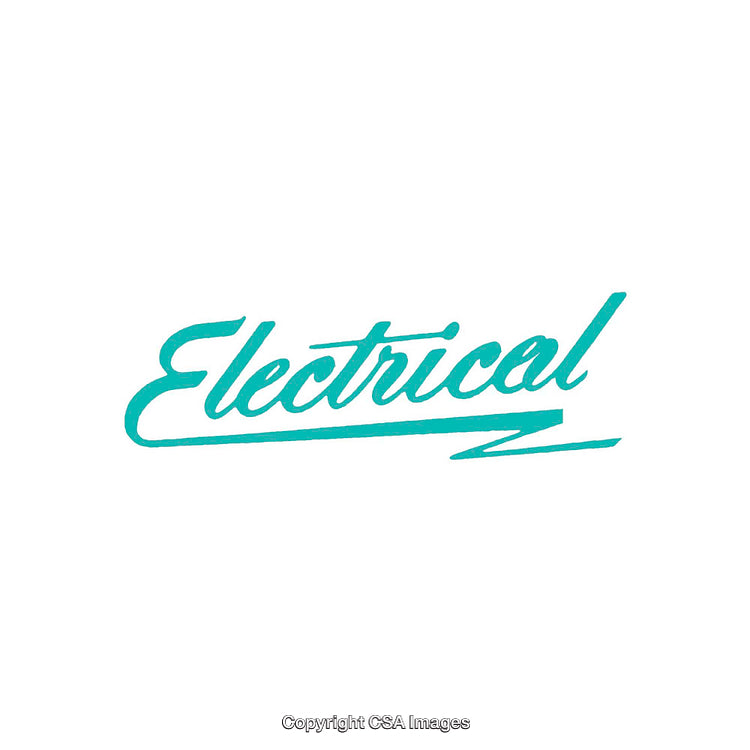 Turquoise Calligraphic Design With 'Electrical' Text on White Background