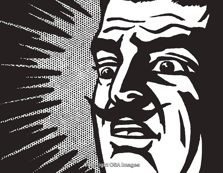 Retro Style Black and White Comic Expression Illustration